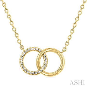 1/10 Ctw Interlocked Circle Single Cut Diamond Fashion Petite Pendant With Chain in 10K Yellow Gold